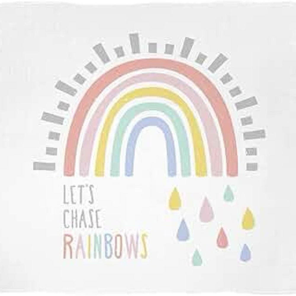 Stephan Baby Swaddle Let’s Chase Rainbows Bamboo Cotton NWT 45”x45” Baby Girl